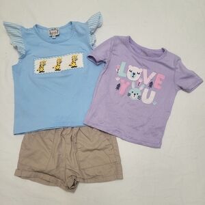 Size 3T Shorts And Two Blouses